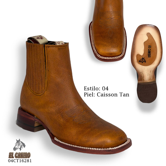 Botines color caisson tan square toe