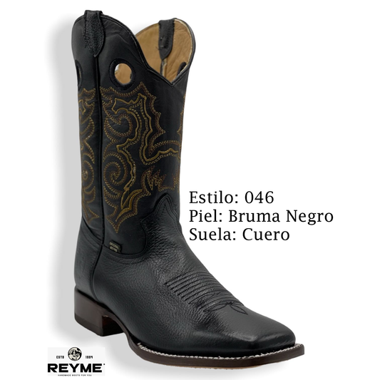 REYME boots color all black with gold design on top