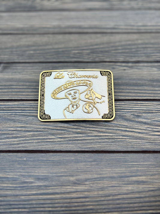 La charrerria Buckle in a rectangle figure. A perfect western accessory