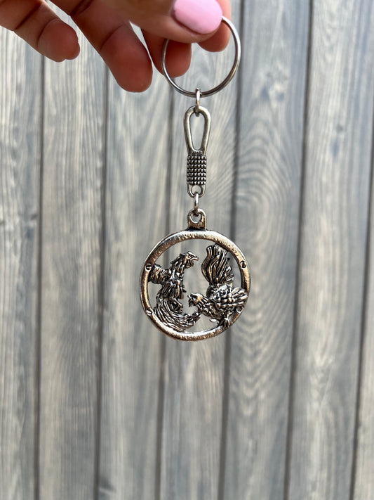 Round Eagle Keychain