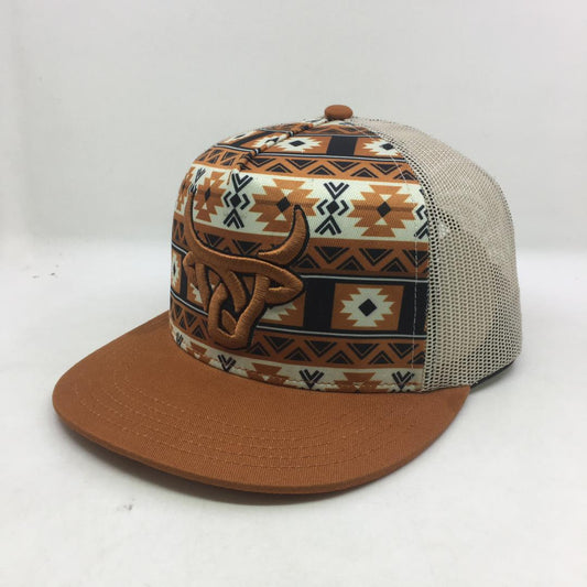 Lost Calf Hat- In the color beige. Lost Calf logo embroidered on front in brown 