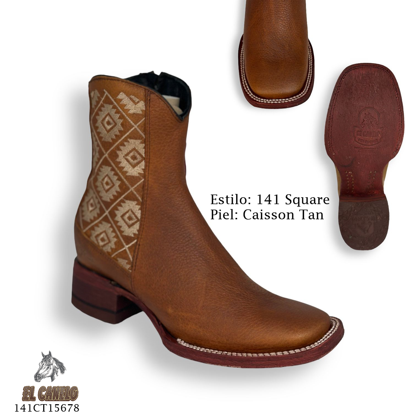 Botines color tan square toe