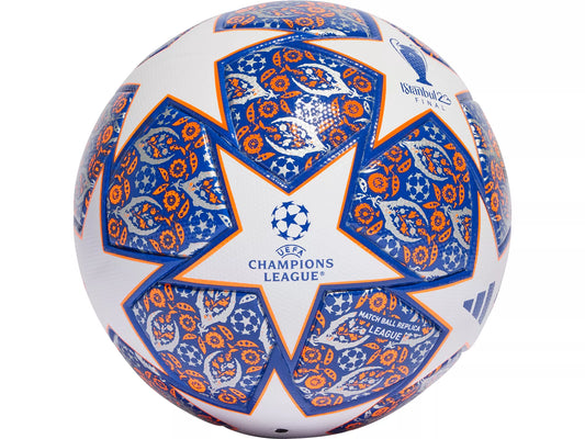 Elevate your soccer experience with the adidas UCL League Istanbul Ball White/Blue/Orange. 